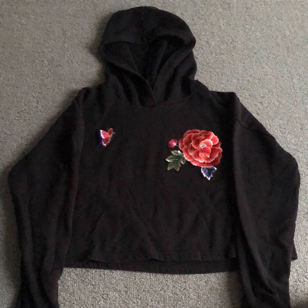 Cropped Flower Hoodie